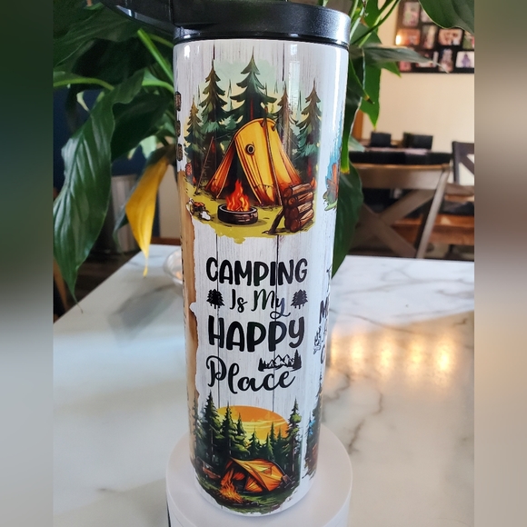 Camping is My Happy Place  Camping Quotes 30oz Tumbler with duo lids 🎉sale - Picture 1 of 9